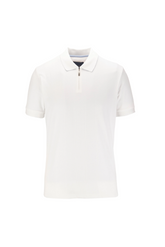 Basket Weave Effect Zipped Polo